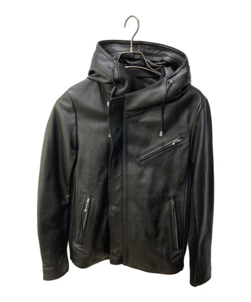 JOHNNY WOLF（ジョニーウルフ）JOHNNY WOLF (ジョニーウルフ) ラムレザーフードライダースジャケット ブラック サイズ:SIZE 2の古着・服飾アイテム