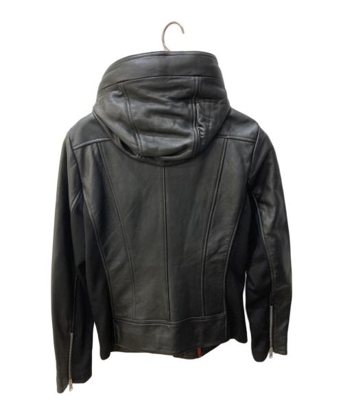 JOHNNY WOLF（ジョニーウルフ）JOHNNY WOLF (ジョニーウルフ) ラムレザーフードライダースジャケット ブラック サイズ:SIZE 2の古着・服飾アイテム