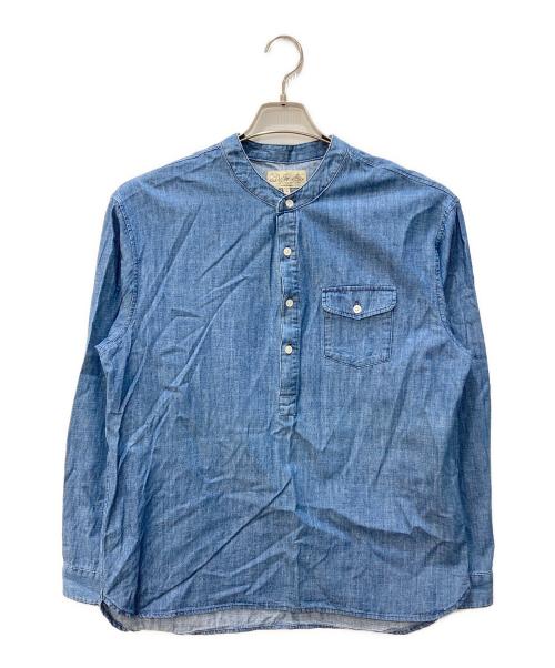 The Duffer of ST.George（ザ ダファーオブセントジョージ）The DUFFER of ST.GEORGE (ザ ダファーオブセントジョージ) デニムプルオーバーノーカラーシャツ スカイブルー サイズ:Mの古着・服飾アイテム