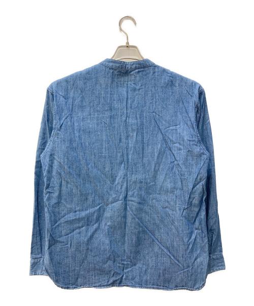 The Duffer of ST.George（ザ ダファーオブセントジョージ）The DUFFER of ST.GEORGE (ザ ダファーオブセントジョージ) デニムプルオーバーノーカラーシャツ スカイブルー サイズ:Mの古着・服飾アイテム