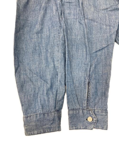 The Duffer of ST.George（ザ ダファーオブセントジョージ）The DUFFER of ST.GEORGE (ザ ダファーオブセントジョージ) デニムプルオーバーノーカラーシャツ スカイブルー サイズ:Mの古着・服飾アイテム