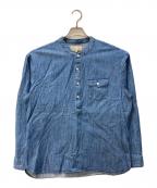 The Duffer of ST.Georgeザ ダファーオブセントジョージ）の古着「デニムプルオーバーノーカラーシャツ」｜スカイブルー