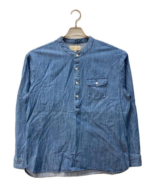 The Duffer of ST.George（ザ ダファーオブセントジョージ）The Duffer of ST.George (ザ ダファーオブセントジョージ) デニムプルオーバーノーカラーシャツ スカイブルー サイズ:Lの古着・服飾アイテム