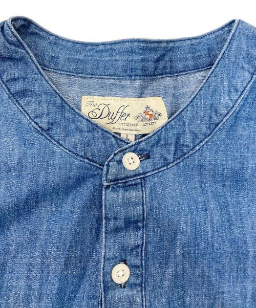 The Duffer of ST.George（ザ ダファーオブセントジョージ）The Duffer of ST.George (ザ ダファーオブセントジョージ) デニムプルオーバーノーカラーシャツ スカイブルー サイズ:Lの古着・服飾アイテム
