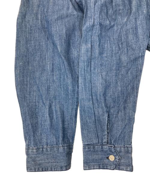 The Duffer of ST.George（ザ ダファーオブセントジョージ）The Duffer of ST.George (ザ ダファーオブセントジョージ) デニムプルオーバーノーカラーシャツ スカイブルー サイズ:Lの古着・服飾アイテム