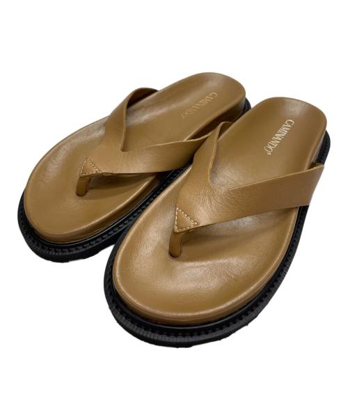 Caminando（カミナンド）Caminando (カミナンド) レザートングサンダル ブラウン サイズ:5の古着・服飾アイテム
