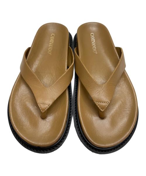 Caminando（カミナンド）Caminando (カミナンド) レザートングサンダル ブラウン サイズ:5の古着・服飾アイテム