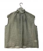 CLANEクラネ）の古着「シアーリボンノースリーブトップス」｜グリーン
