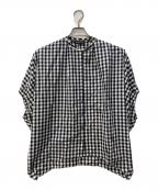 mizuiro-indミズイロインド）の古着「バルーンスリーブシャツ」｜ホワイト×ブラック