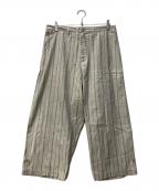 Y'sワイズ）の古着「ストライプ ワイドパンツ」｜ベージュ