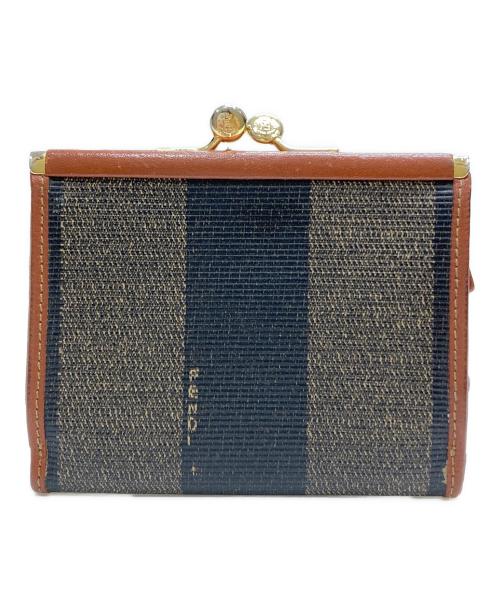 FENDI（フェンディ）FENDI (フェンディ) ペカン柄3つ折り財布 ブラウン×グレーの古着・服飾アイテム