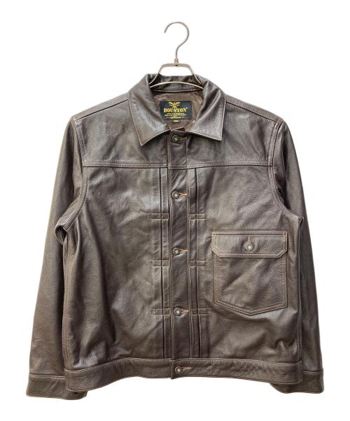 HOUSTON（ヒューストン）HOUSTON (ヒューストン) レザートラッカージャケット ブラウン サイズ:38Rの古着・服飾アイテム
