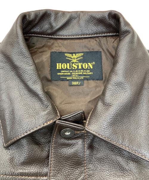 HOUSTON（ヒューストン）HOUSTON (ヒューストン) レザートラッカージャケット ブラウン サイズ:38Rの古着・服飾アイテム