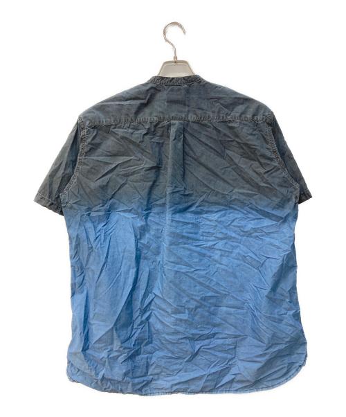 and wander（アンドワンダー）and wander (アンドワンダー) ノーカラーシャツ グレー×ブルー サイズ:4の古着・服飾アイテム