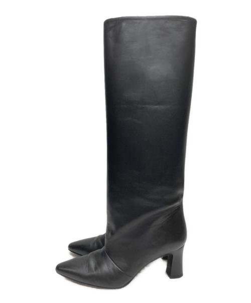 Le Talon GRISE（ル タロン グリーズ）Le Talon GRISE (ル タロン グリーズ) ポインテッド ワイドシャフト ロングブーツ ブラック サイズ:Sの古着・服飾アイテム