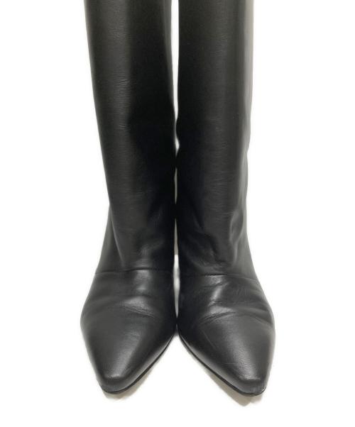Le Talon GRISE（ル タロン グリーズ）Le Talon GRISE (ル タロン グリーズ) ポインテッド ワイドシャフト ロングブーツ ブラック サイズ:Sの古着・服飾アイテム