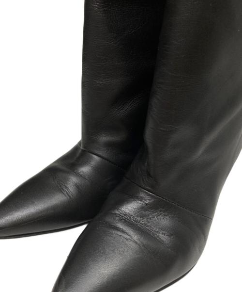 Le Talon GRISE（ル タロン グリーズ）Le Talon GRISE (ル タロン グリーズ) ポインテッド ワイドシャフト ロングブーツ ブラック サイズ:Sの古着・服飾アイテム