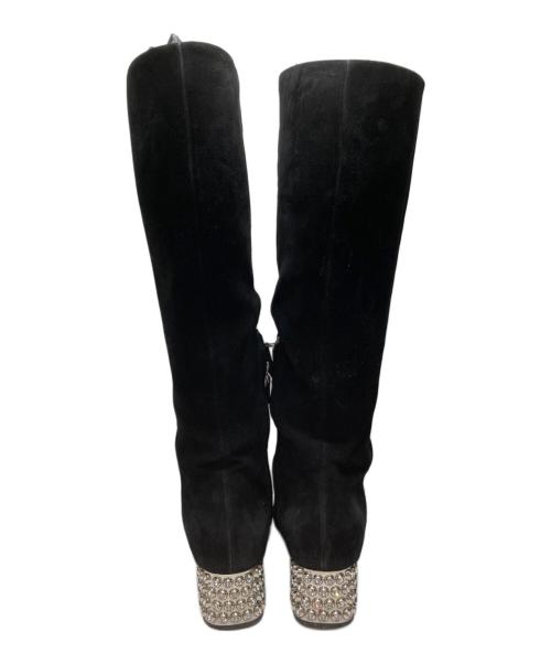 MIU MIU（ミュウミュウ）MIU MIU (ミュウミュウ) ビジューロングブーツ ブラック サイズ:36の古着・服飾アイテム