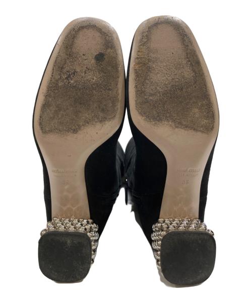 MIU MIU（ミュウミュウ）MIU MIU (ミュウミュウ) ビジューロングブーツ ブラック サイズ:36の古着・服飾アイテム