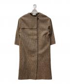 Eaphiエフィ）の古着「NO COLLAR WOOL CHECK COAT」｜ブラウン