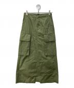 Spick and Spanスピックアンドスパン）の古着「カーゴポケットIラインスカート」｜カーキ
