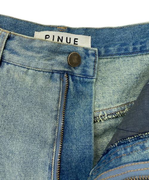 pinue（ピヌエ）PINUE (ピヌエ) ダメージタックデニムパンツ ブルー サイズ:Ｓの古着・服飾アイテム