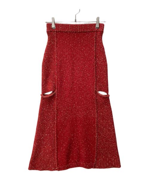 pinue（ピヌエ）pinue (ピヌエ) カラーネップニットセットアップ レッド サイズ:Sの古着・服飾アイテム