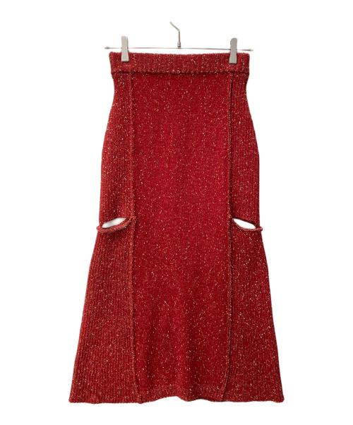 pinue（ピヌエ）pinue (ピヌエ) カラーネップニットセットアップ レッド サイズ:Sの古着・服飾アイテム