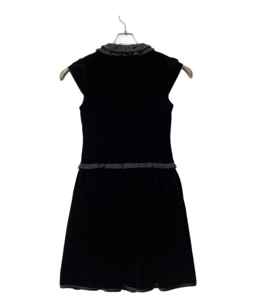 Rene（ルネ）Rene (ルネ) ベロアフリルワンピース ブラック サイズ:36の古着・服飾アイテム