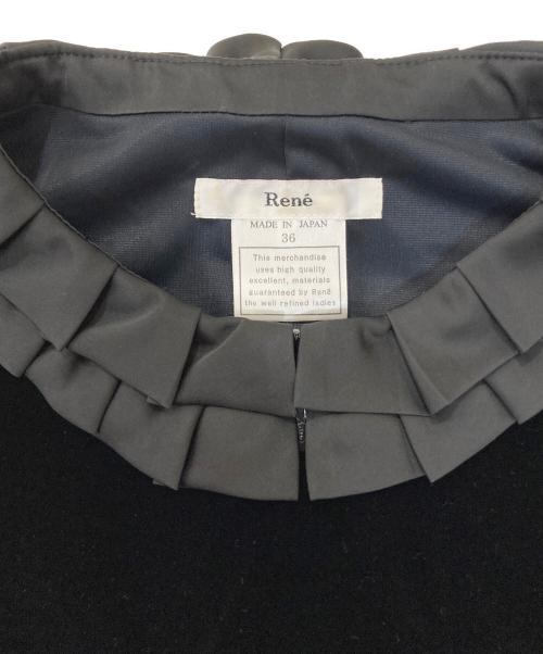 Rene（ルネ）Rene (ルネ) ベロアフリルワンピース ブラック サイズ:36の古着・服飾アイテム