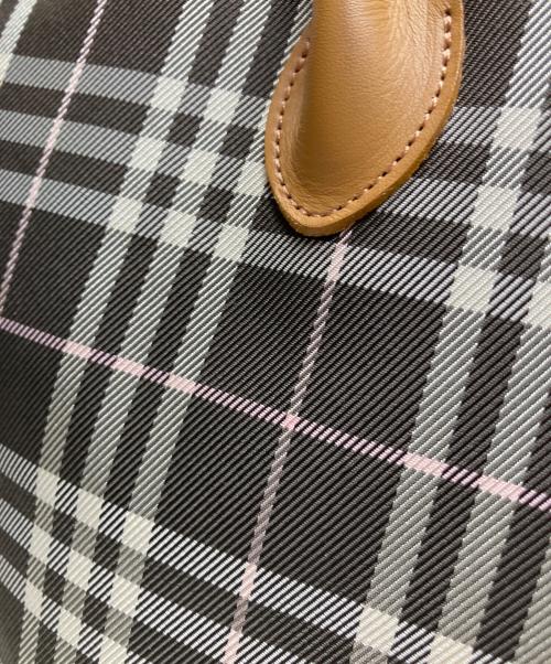 BURBERRY BLUE LABEL（バーバリーロンドンブルーレーベル）BURBERRY BLUE LABEL (バーバリーロンドンブルーレーベル) ナイロントートバッグ ブラウンの古着・服飾アイテム