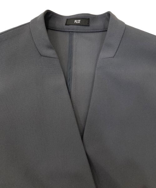 PLST（プラステ）PLST (プラステ) ハイストレッチトリコットカラーレスダブルジャケット グレー サイズ:Sの古着・服飾アイテム