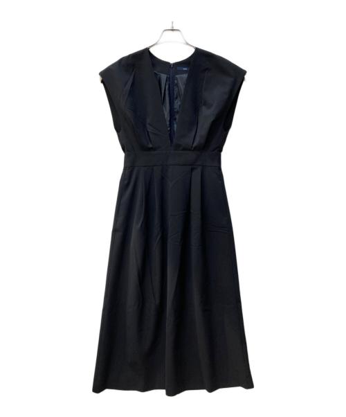 SHIPS（シップス）SHIPS (シップス) 梳毛調 深V ノースリーブ ワンピース ブラック サイズ:ONE SIZEの古着・服飾アイテム