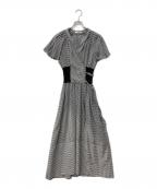 Snidelスナイデル）の古着「ウエストリブシアーオーガンワンピース」｜ホワイト×ブラック