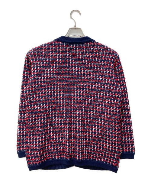 JOURNAL STANDARD relume（ジャーナルスタンダード レリューム）JOURNAL STANDARD relume (ジャーナルスタンダード レリューム) TWEEDYニットジャケット レッド×ネイビー サイズ:Fの古着・服飾アイテム