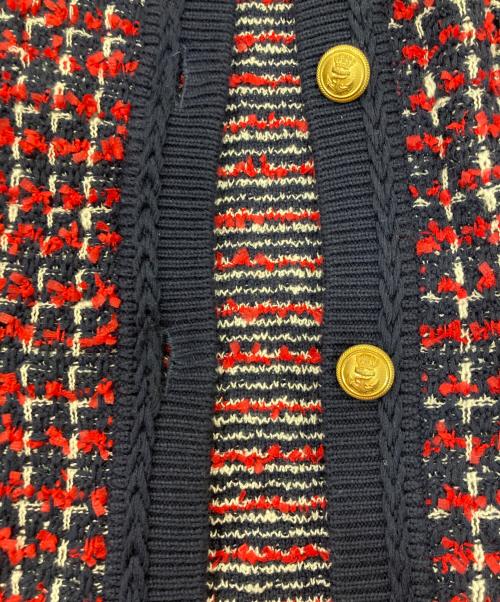 JOURNAL STANDARD relume（ジャーナルスタンダード レリューム）JOURNAL STANDARD relume (ジャーナルスタンダード レリューム) TWEEDYニットジャケット レッド×ネイビー サイズ:Fの古着・服飾アイテム