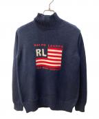 POLO JEANS CO.ポロジーンズカンパニー）の古着「星条旗ハイネックニット」｜ネイビー