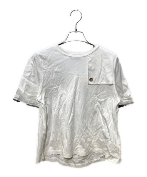 BLUE LABEL CRESTBRIDGE（ブルーレーベルクレストブリッジ）BLUE LABEL CRESTBRIDGE (ブルーレーベルクレストブリッジ) クルーネック Ｔシャツ ホワイト サイズ:Mの古着・服飾アイテム