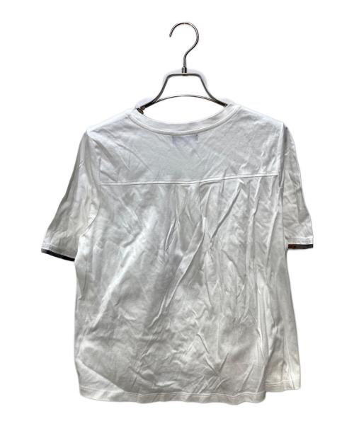 BLUE LABEL CRESTBRIDGE（ブルーレーベルクレストブリッジ）BLUE LABEL CRESTBRIDGE (ブルーレーベルクレストブリッジ) クルーネック Ｔシャツ ホワイト サイズ:Mの古着・服飾アイテム