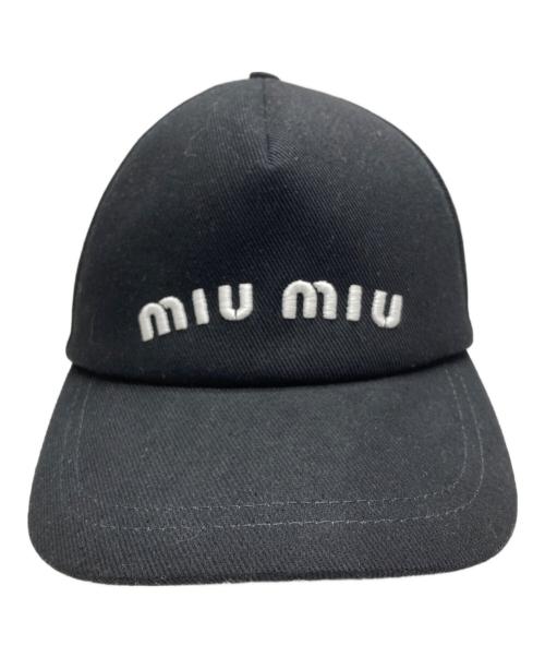 MIU MIU（ミュウミュウ）MIU MIU (ミュウミュウ) ベースボールキャップ ブラック サイズ:Ⅿの古着・服飾アイテム