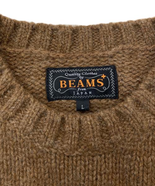 BEAMS（ビームス）BEAMS (ビームス) 3ゲージ インターシャ クルーネック ニット ブラウン サイズ:Lの古着・服飾アイテム