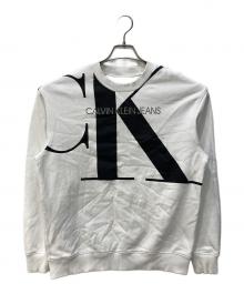 Calvin Klein Jeans（カルバンクラインジーンズ）の古着「ロゴスウェット」｜ホワイト×ブラック