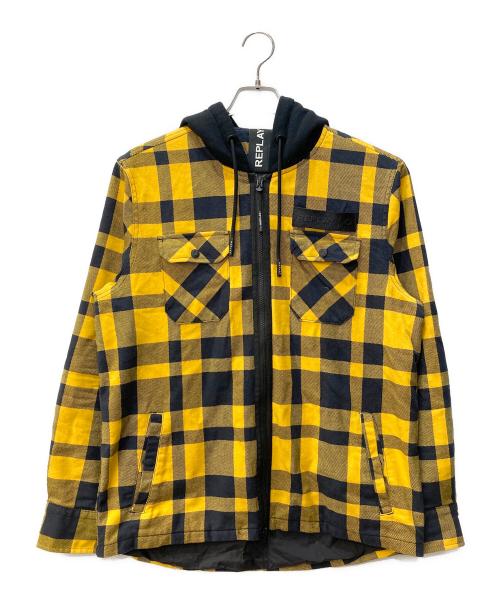REPLAY（リプレイ）REPLAY (リプレイ) イエローチェックコットンツイルシャツパーカー イエロー サイズ:Mの古着・服飾アイテム