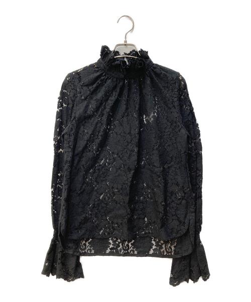 LANVIN（ランバン）LANVIN (ランバン) レースハイネックブラウス ブラック サイズ:38 未使用品の古着・服飾アイテム