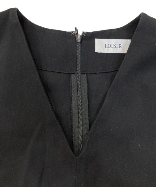LOISIR（ロワズィール）LOISIR (ロワズィール) Vネック フレンチスリーブ ワンピース ブラック サイズ:サイズ表記無しの古着・服飾アイテム