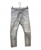 DSQUARED2ディースクエアード）の古着「ペンキ加工デニムパンツ」｜グレー