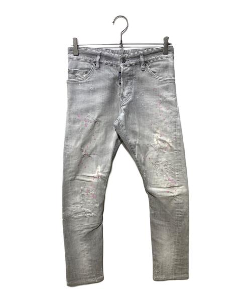 DSQUARED2（ディースクエアード）DSQUARED2 (ディースクエアード) ペンキ加工デニムパンツ グレー サイズ:SIZE42の古着・服飾アイテム