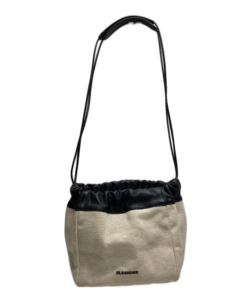 JIL SANDER（ジルサンダー）JIL SANDER (ジルサンダー) ドローストリングショルダー巾着バッグ アイボリー×ブラックの古着・服飾アイテム