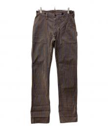 UNION SPECIAL OVERALLS（ユニオンスペシャルオーバーオールズ）の古着「ストライプベイカーパンツ」｜ブラウン×ネイビー