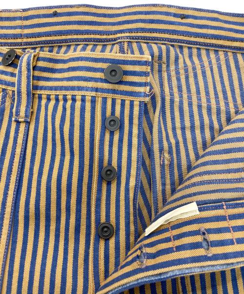 UNION SPECIAL OVERALLS（ユニオンスペシャルオーバーオールズ）UNION SPECIAL OVERALLS (ユニオンスペシャルオーバーオールズ) ストライプベイカーパンツ ブラウン×ネイビー サイズ:30×34の古着・服飾アイテム